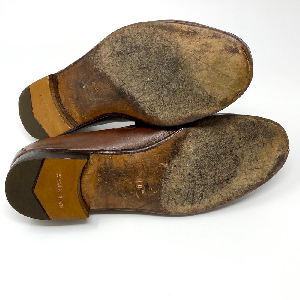GUCCI Brown Leather Gold Bit Luxury Loafer - Picture 10 of 12